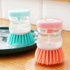 Kitchen pot washing brush, automatic hydraulic pot brush, press and add liquid brush, decontamination and cleaning brush, dishwashing brush with detergent added details Picture